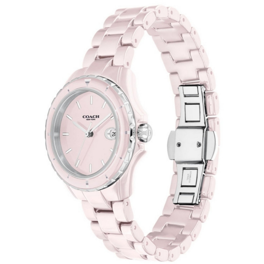 Coach New In Box Signature Plush Pink Water Resistant Watch 32mm - Picture 1 of 3